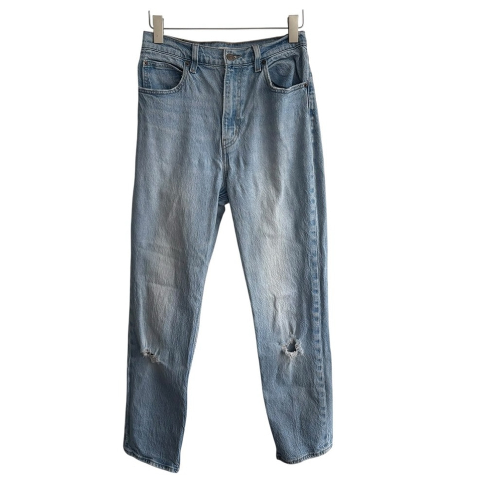 Levi’s Lightwash 70’s High Rise Slim Straight Distressed Rigid Denim Sz 26